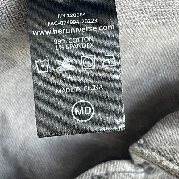 Marvel Mens Jean Jacket Medium Button Up AOP Logo Gray Denim Superhero Movies - Picture 6 of 10